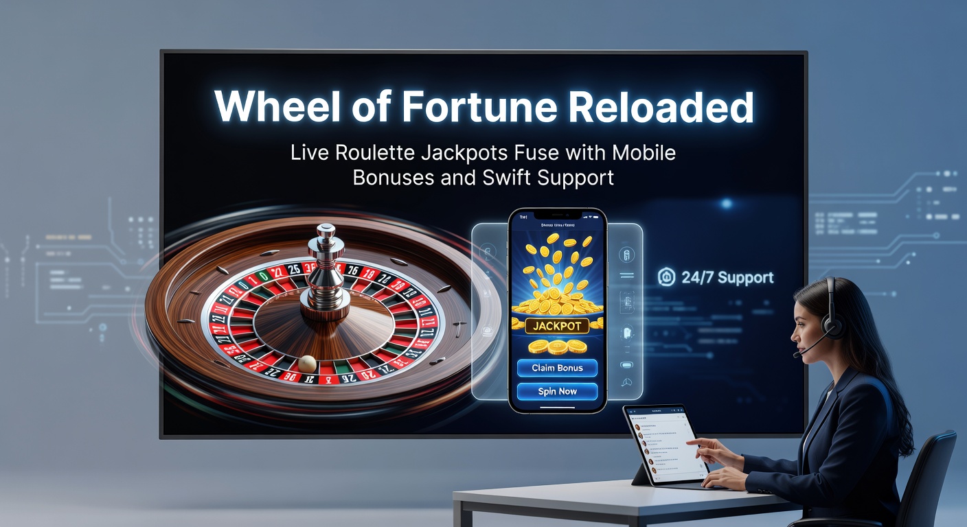 Drehender Roulette-Rad mit leuchtenden Jackpot-Anzeigen und mobilen Geräten im Vordergrund, das die Integration von Live-Spiel und digitalen Boni symbolisiert